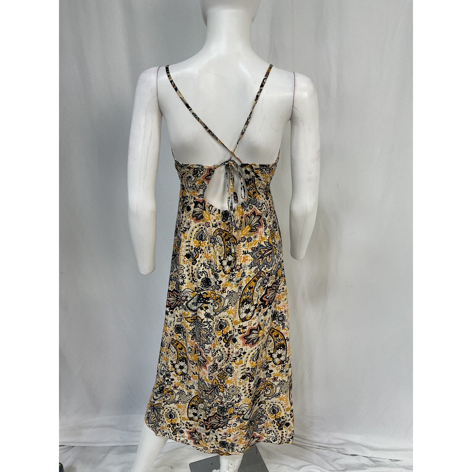 Ba&Sh 'Baila' Tan Viscose Printed Midi Dress Size XS