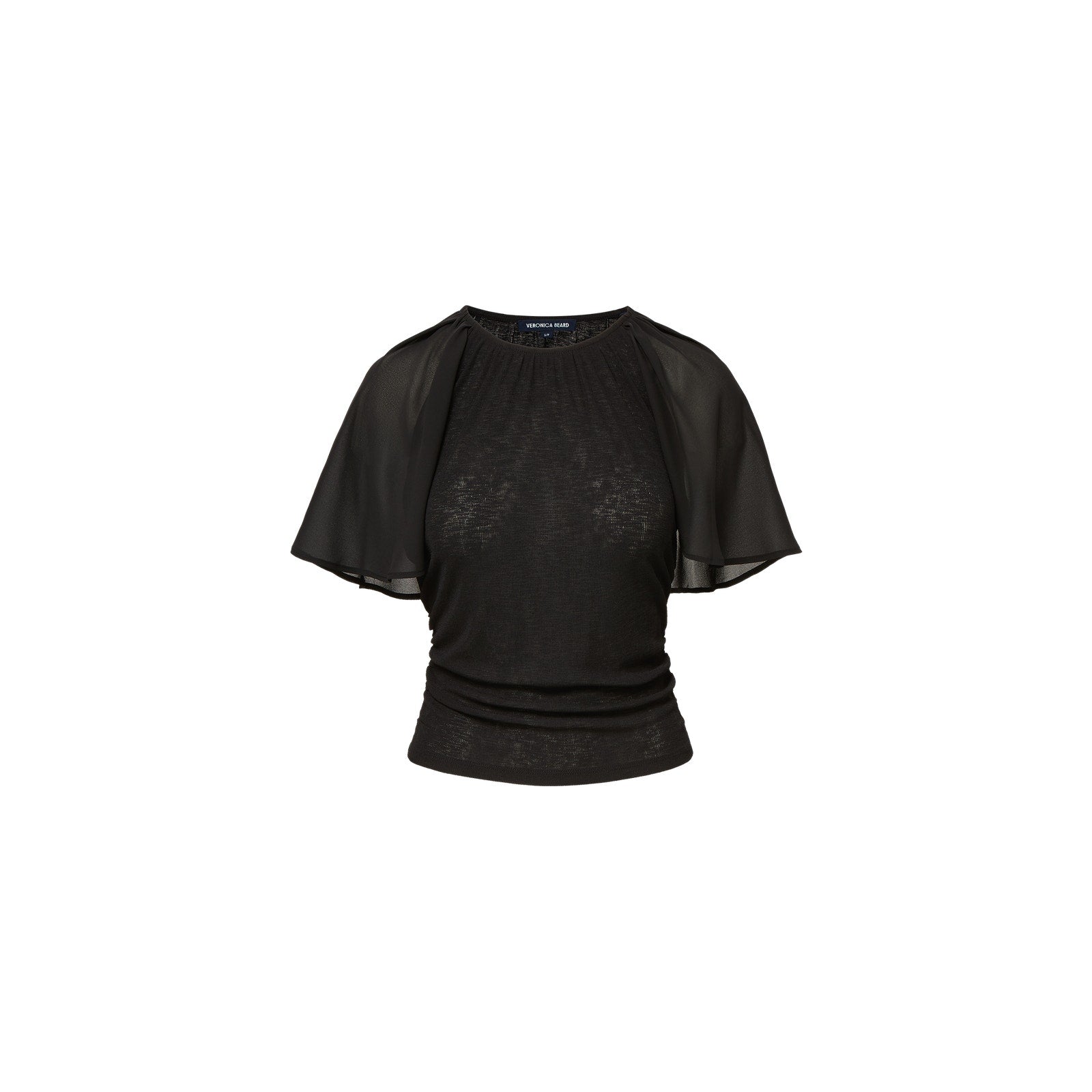Veronica Beard 'Arisa' Black Chiffon-Sleeve Blouse Size M