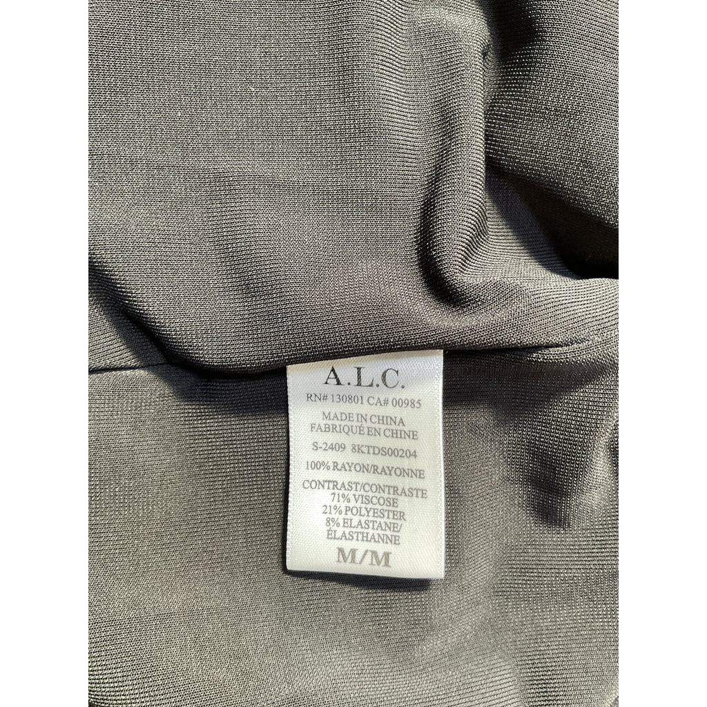 A.L.C. 'Fawn' Black Rayon Ruched Mesh Maxi Dress Size M