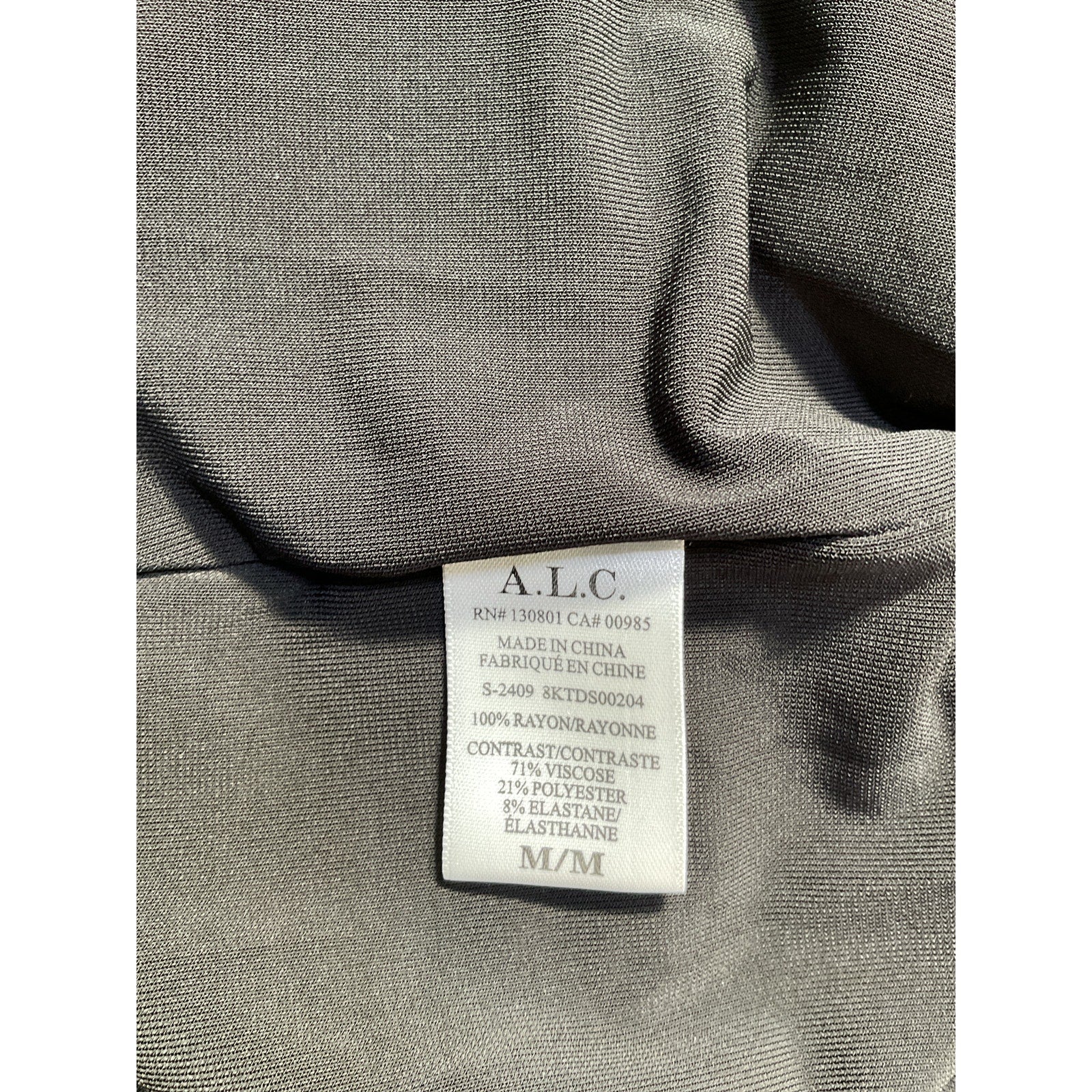 A.L.C. 'Fawn' Black Rayon Ruched Mesh Maxi Dress Size M