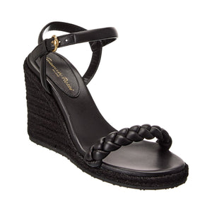 Gianvito Rossi Braided Black Cruz Wedge Sandals Size EU 40/ US 10