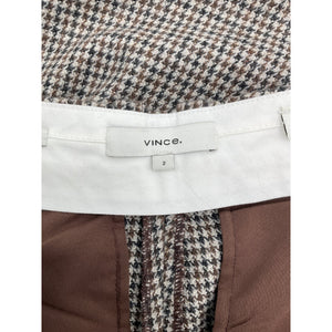 Vince Tailored Dark Grey Check Roma Trousers Size 2