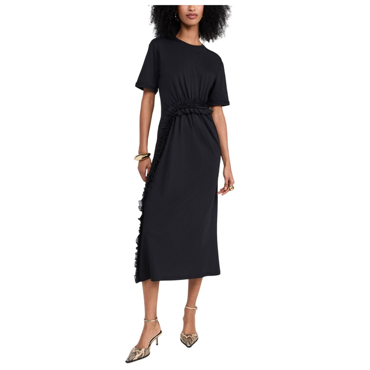 Ulla Johnson Ruched Black Lilia Dress Size M