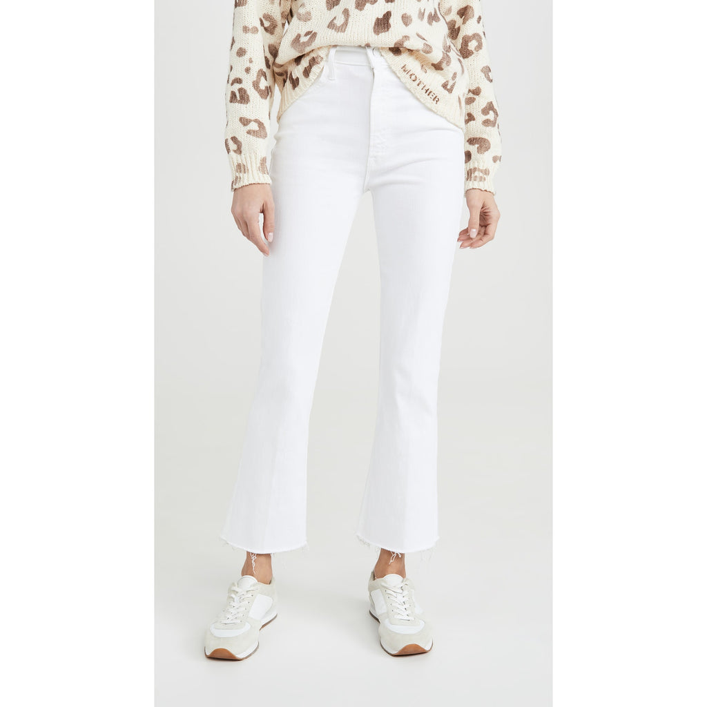 Mother The Hustler Ankle Fray White Cotton Jeans Size 26