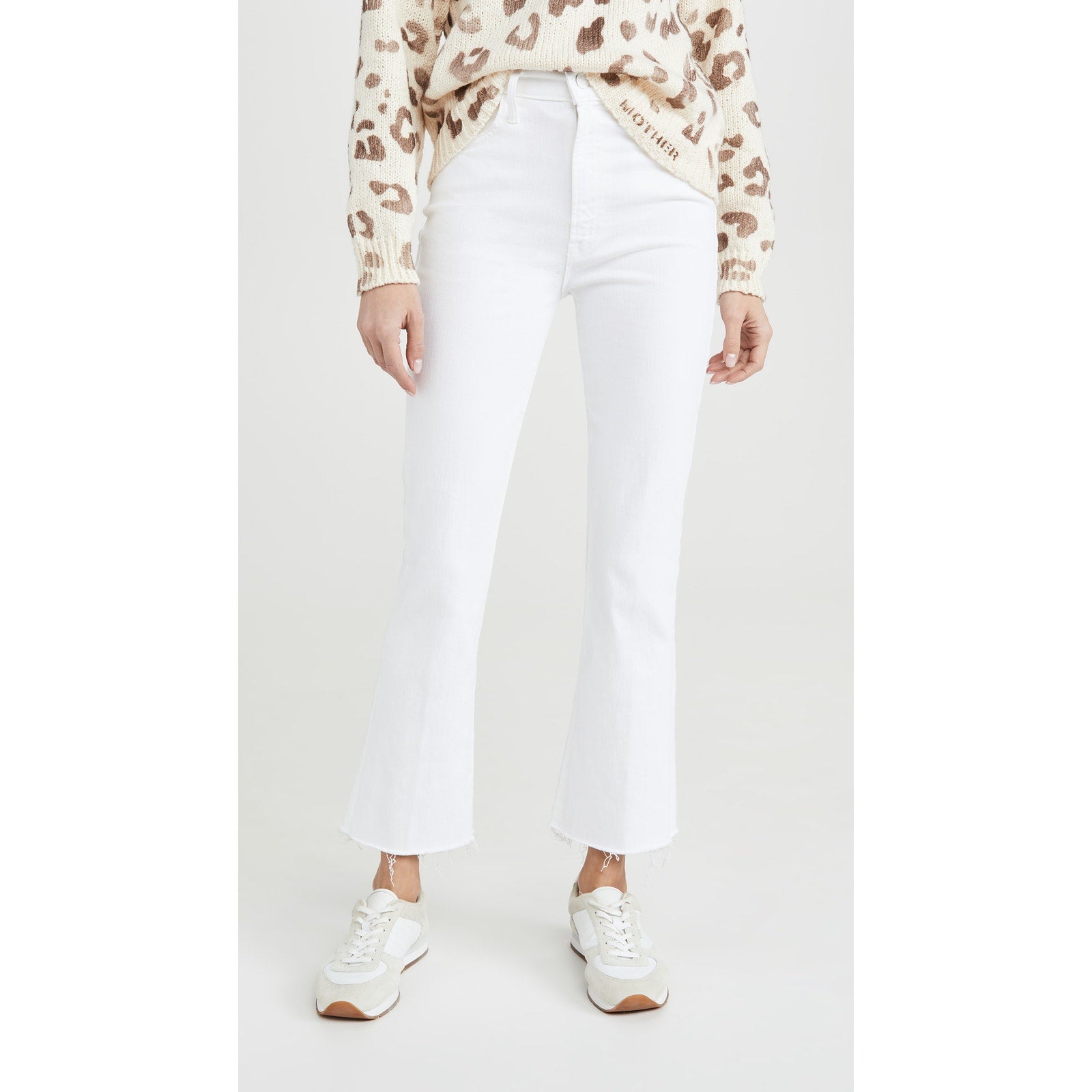 Mother The Hustler Ankle Fray White Cotton Jeans Size 26