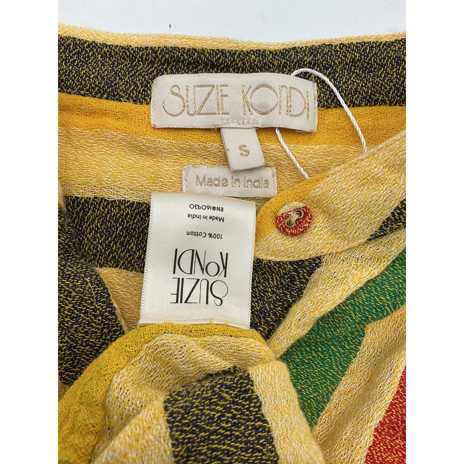 Suzie Kondi 'The Koubi' Gold Cotton Button Blouse Size S