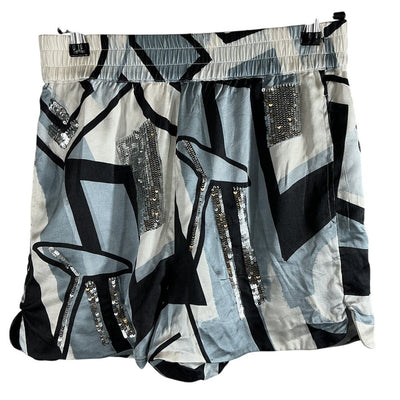 Retrofête Embellished Black White Graffiti Mackenzie Shorts Size S