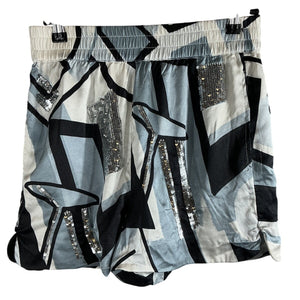 Retrofête Embellished Black White Graffiti Mackenzie Shorts Size S