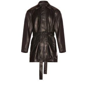 Fear Of God Classic Black Belted Leather Coat Size M