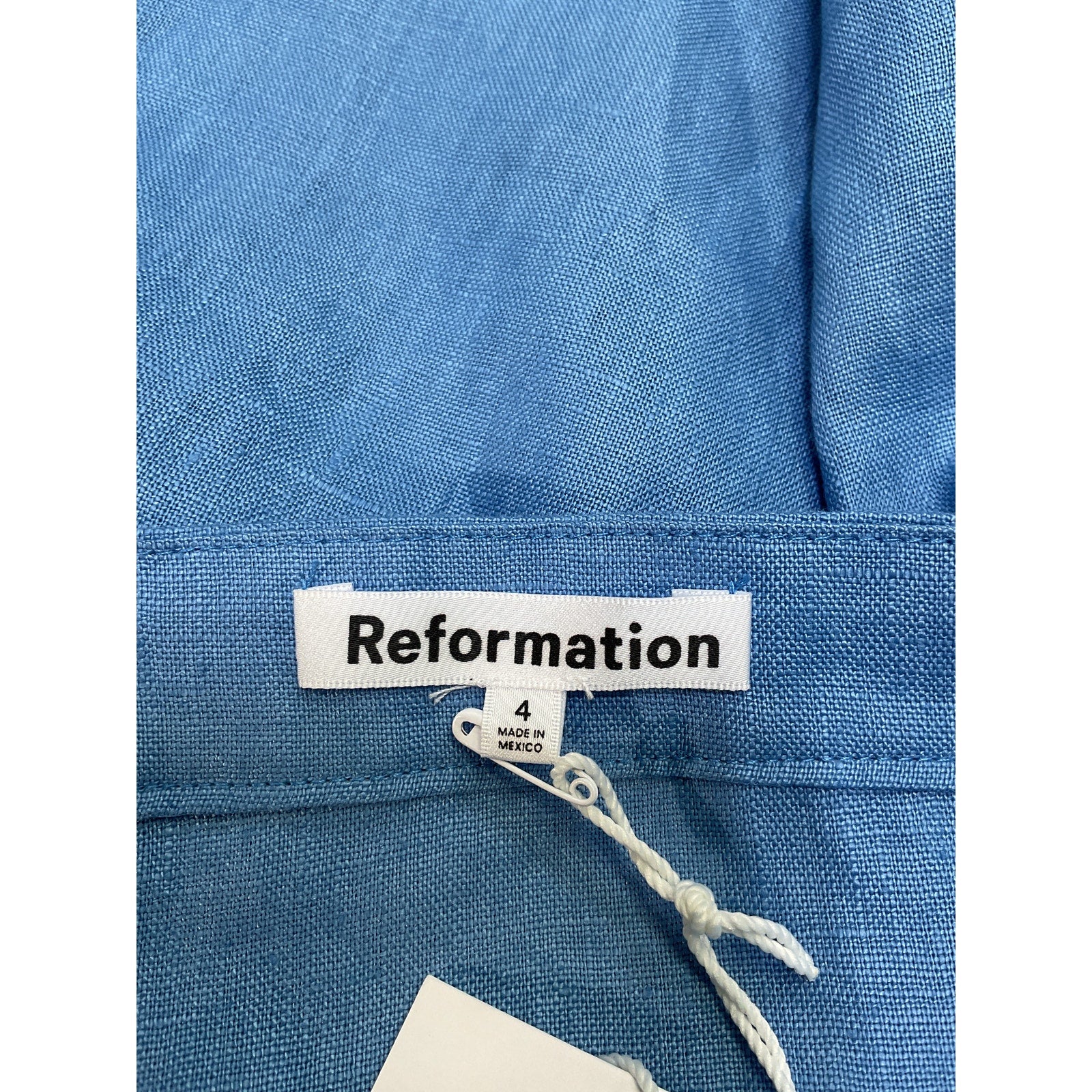 Reformation 'Valli' Blue Linen Mini Dress Size 4 - NWT