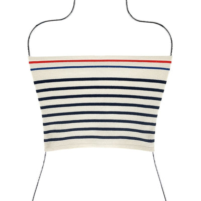 Kule Striped Cream And Navy Jo Tube Top Size XS