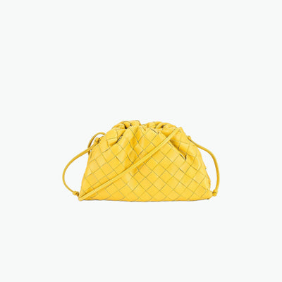 Bottega Veneta Mini Leather Gold Leather Woven Pouch Clutch Crossbody Bag