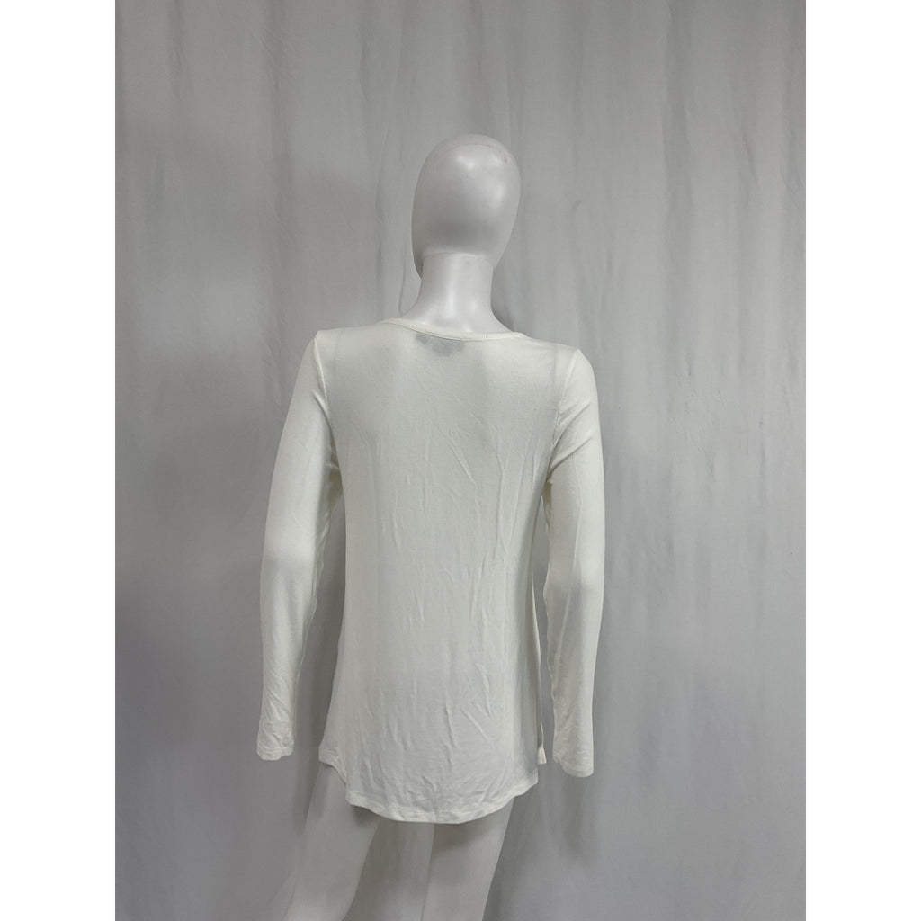 Hatch The Softest Rib Relaxed 'Nursing' White Rayon Henley Size 2