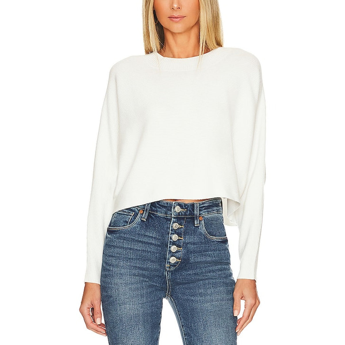 Line & Dot 'Brielle' White Viscose Sweater Size M