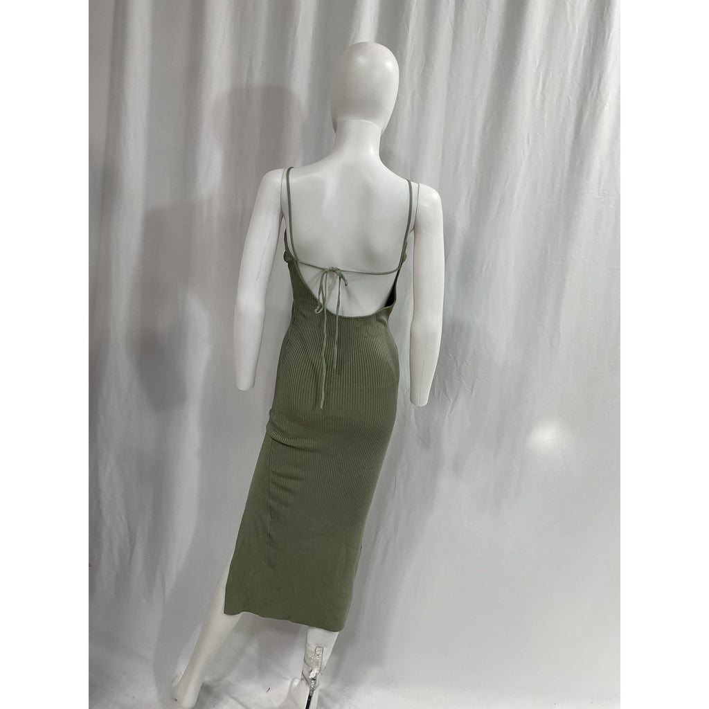LPA 'Karter' Grey Knit Back Cut Out Midi Dress Size S
