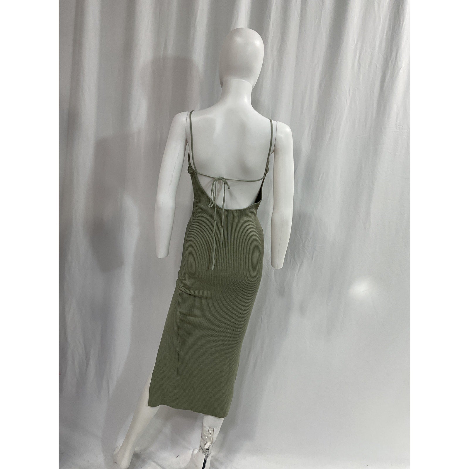 LPA 'Karter' Grey Knit Back Cut Out Midi Dress Size S