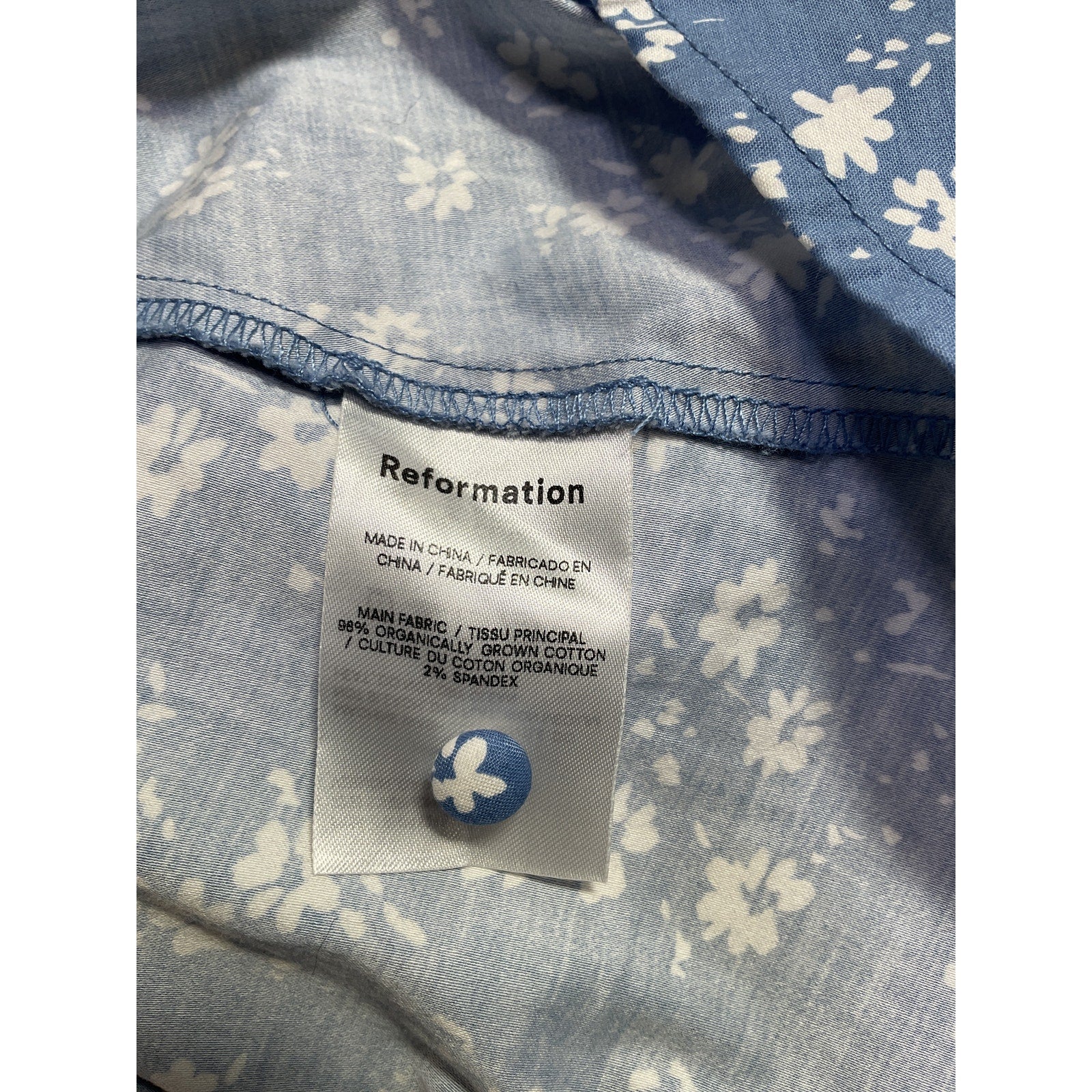 Reformation 'Isador' Blue Cotton Dress Size 4