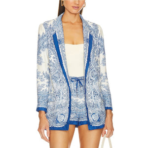 Allsaints Paisley Blue And White Aleida Rafaella Blazer Size 6
