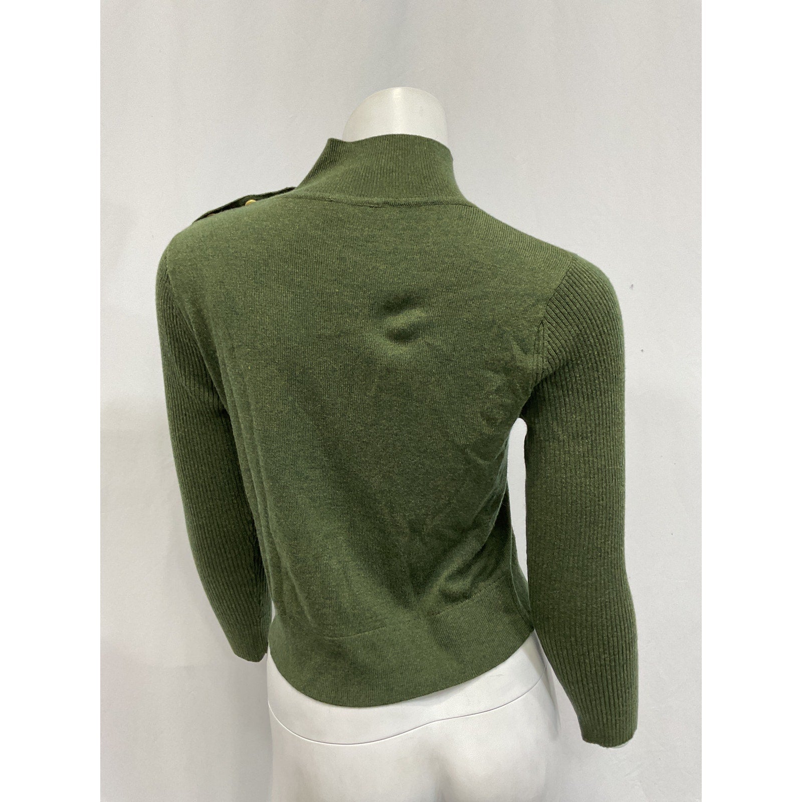 L'Agence 'Kamdyn' Green Cropped Mock-Neck Long Sleeve Sweater Size M