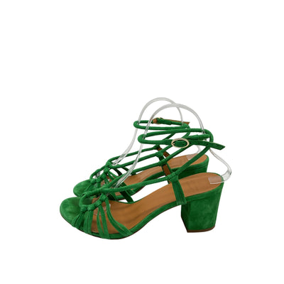 Sézane 'Gloria' Green Suede Sandals Size 9
