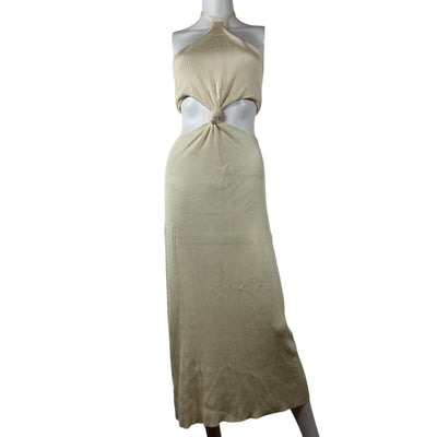 Cult Gaia Ribbed Beige Cameron Midi Dress Size S