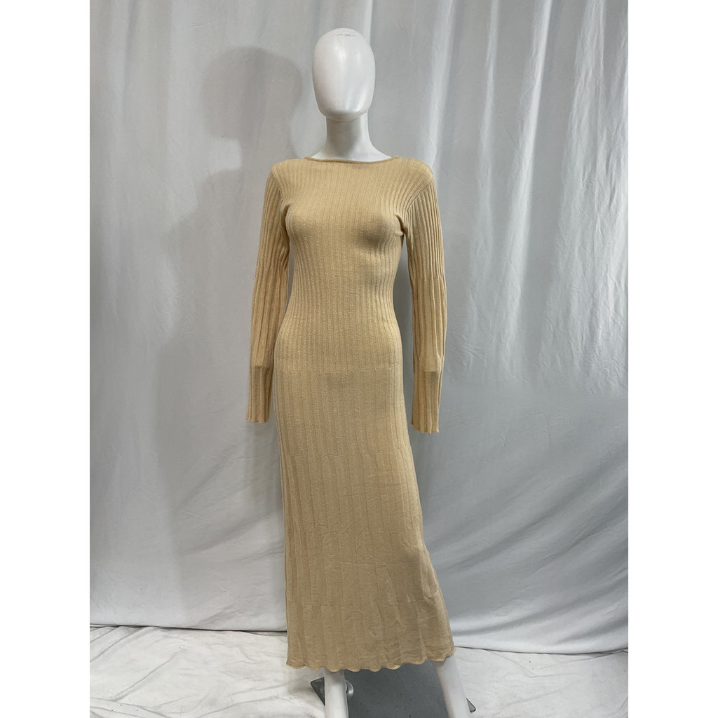 Faithfull The Brand 'Serafia' Beige Maxi Dress Size XS