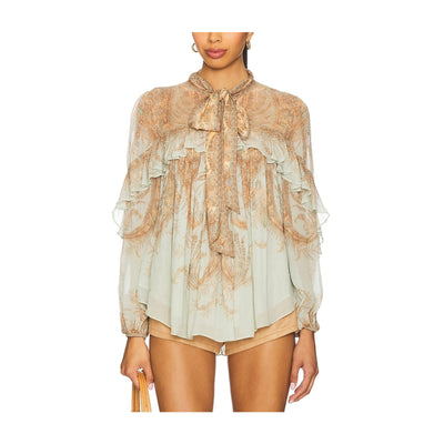 Zimmermann Ruffled Multicolor Flutter Blouse Size 3