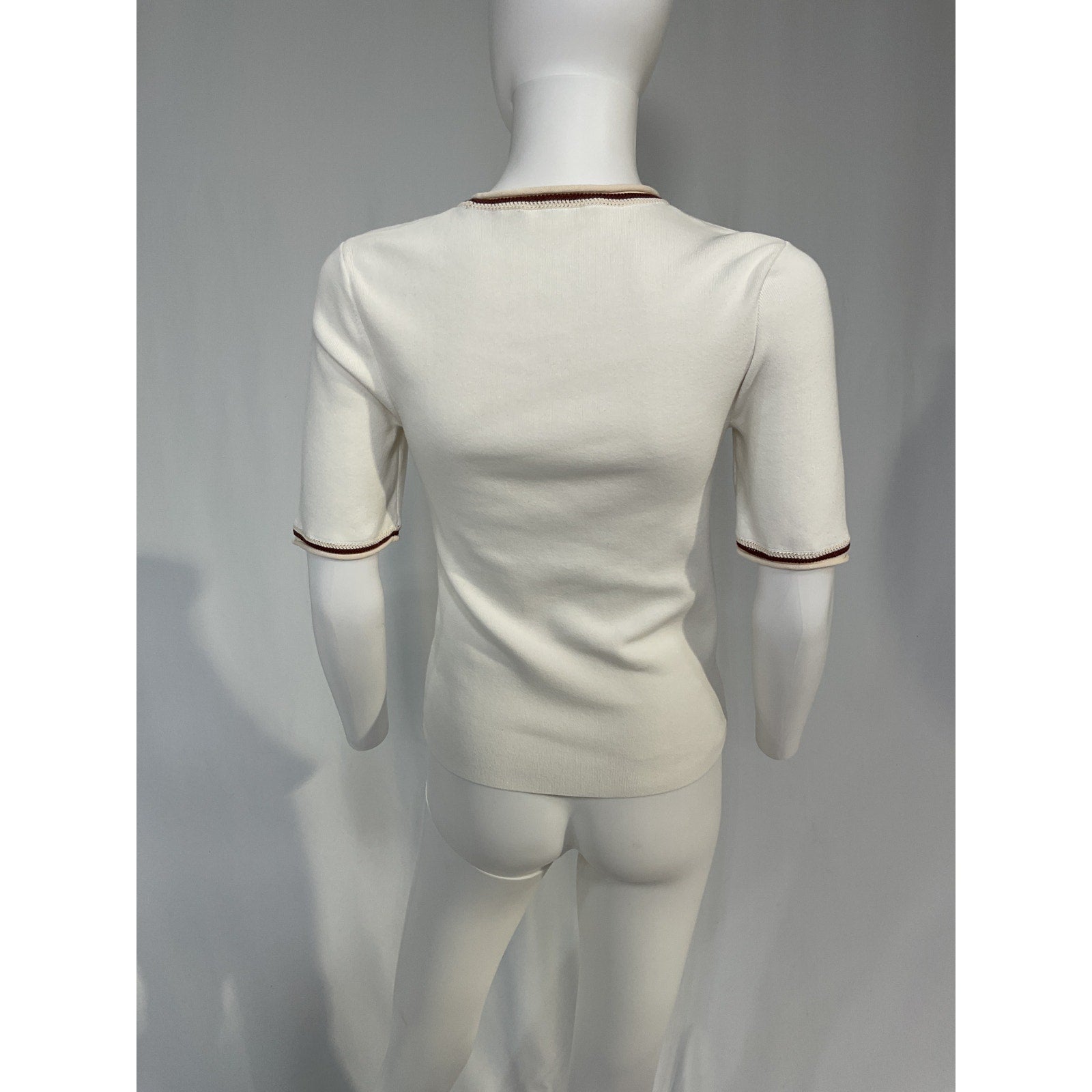 A.L.C. 'Janie' White Knit Short-Sleeve Top Size M