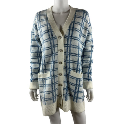Majorelle Cozy Blue And White Steph Cardigan Dress Size S