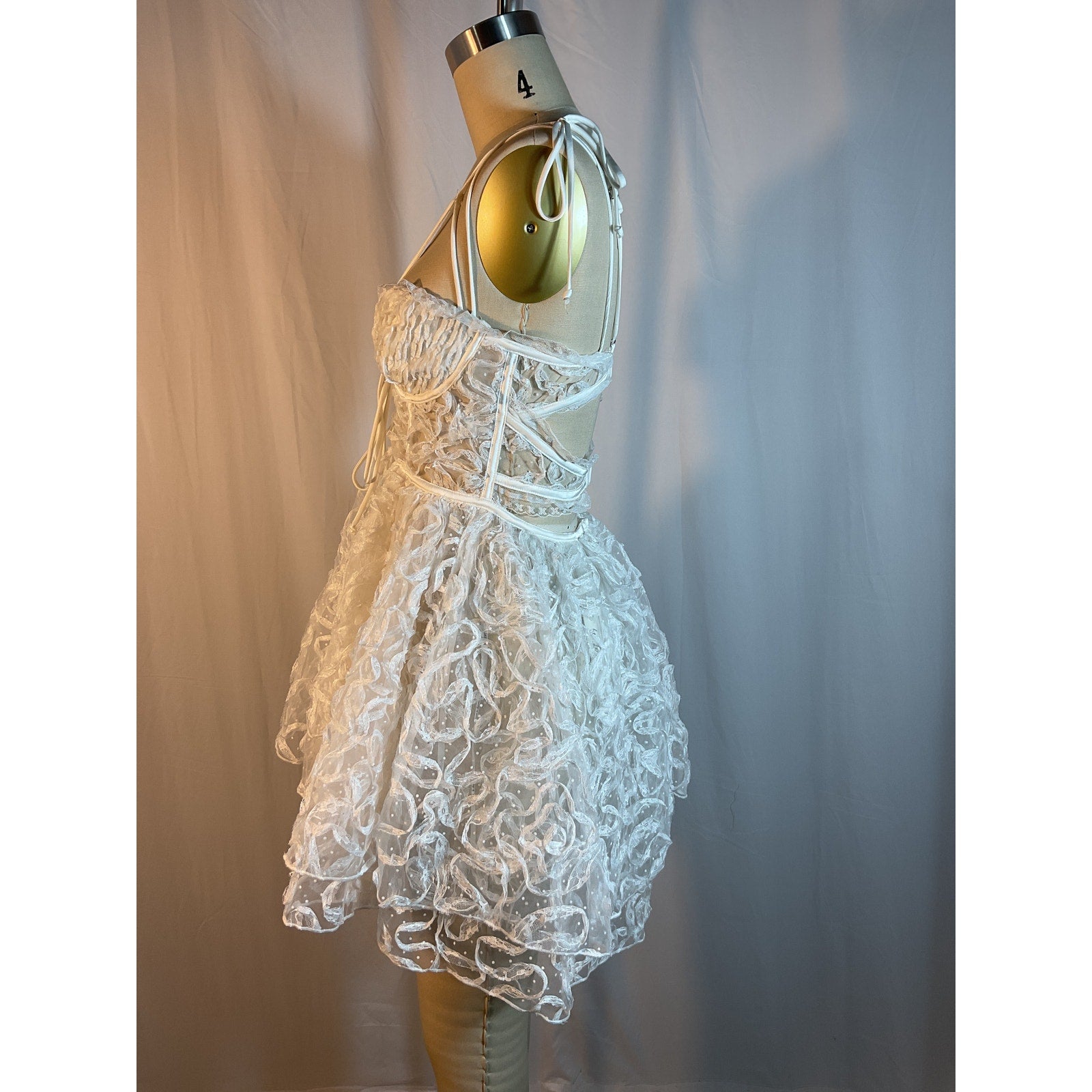 For Love & Lemons 'Tatiana' White Cut Out Back Mini Dress Size S - NWT
