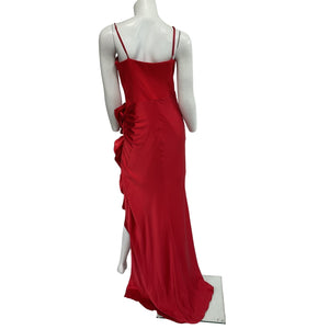 Cinq à Sept Ruffled Pimento Red Drina Gown Size 6