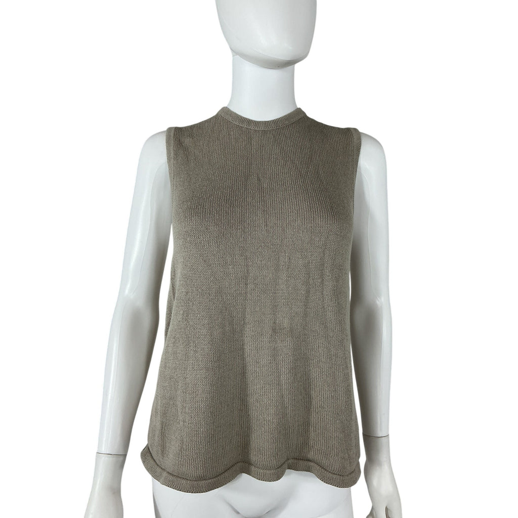 Tibi Cotton Criss Cross Grey Cotton Sleeveless Sweater Size M