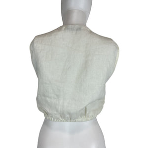 Faithfull The Brand Linen White Dalaila Tie Top Size 10
