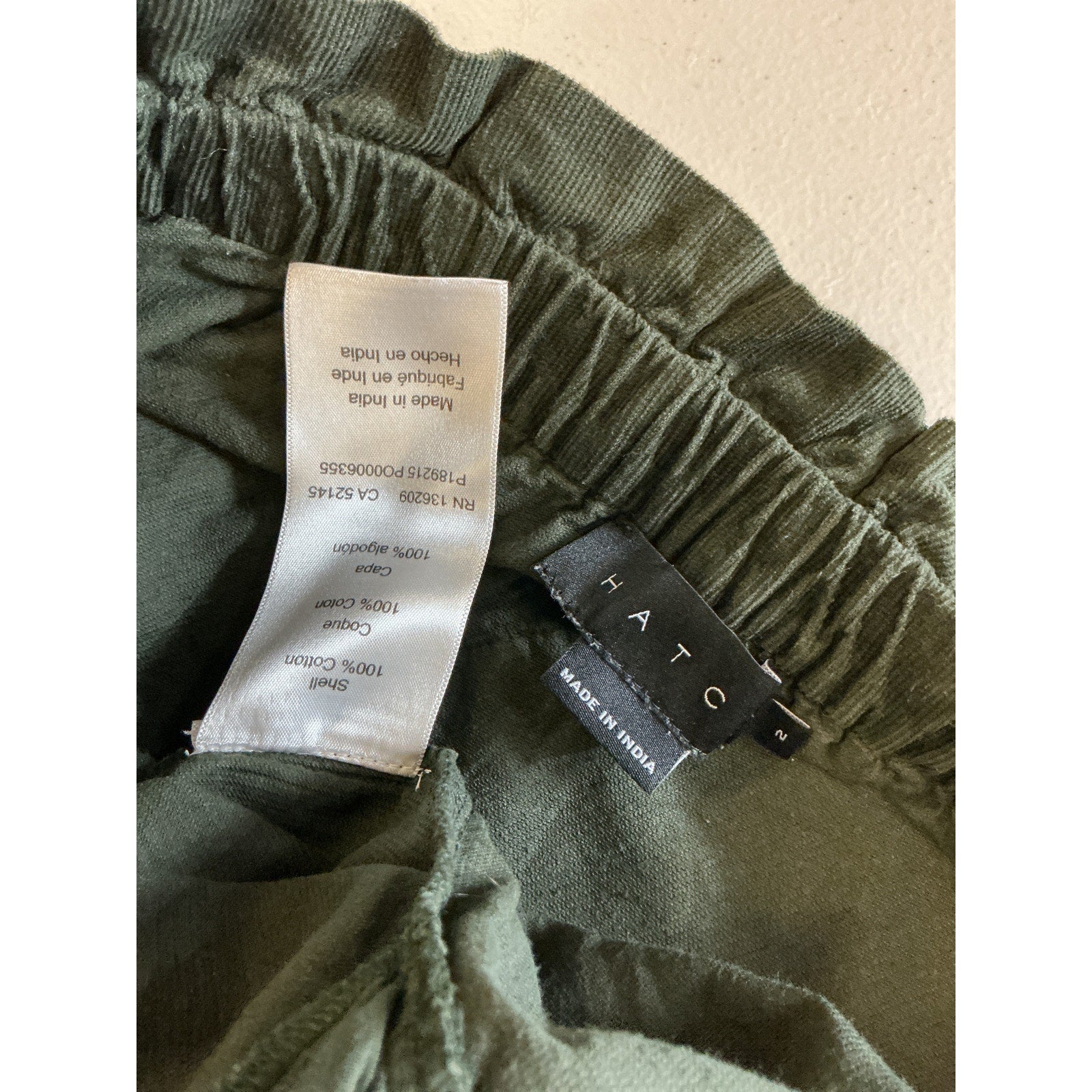 Hatch 'The Jude' Black Cotton Cord Pant Size 2