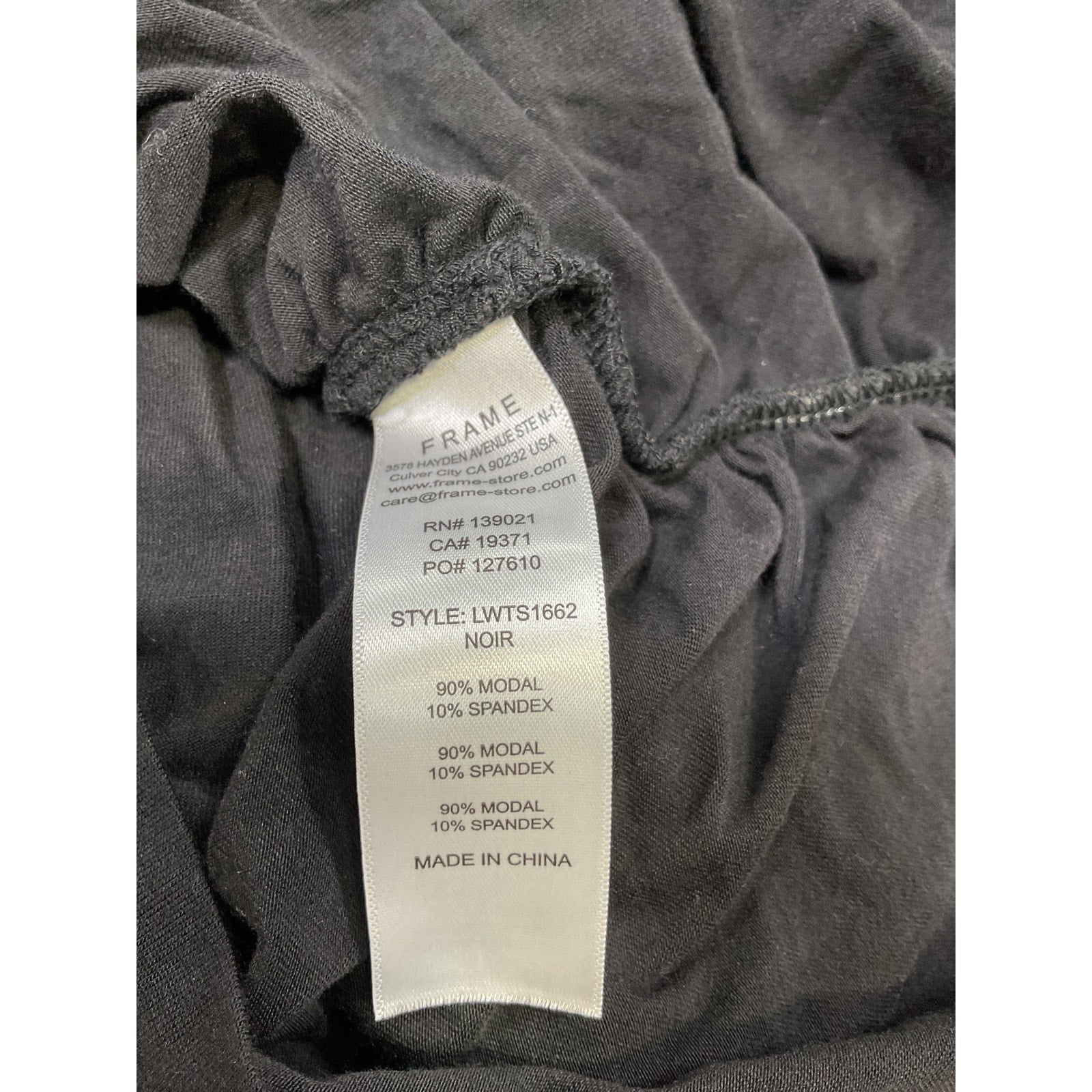 Frame 'Twisted' Black Spandex V-Neck Top Size XS