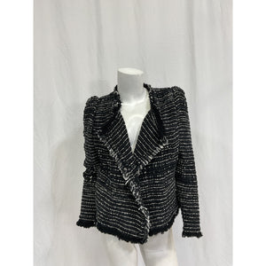 Iro 'Diana' Black Frayed Cotton-Blend Tweed Jacket Size S