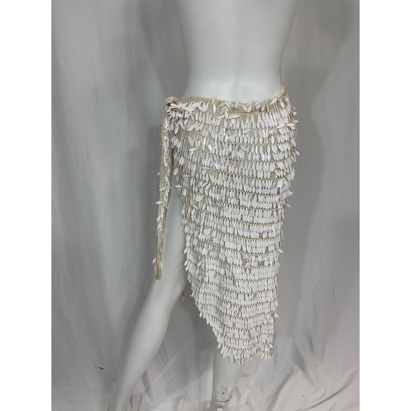 Retrofete 'Brasilia Pareo' White Crochet Beaded Embellished Skirt Size XS