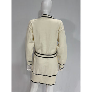 Line & Dot 'Jamie' White V Neck Long Sleeve Sweater Dress Size M