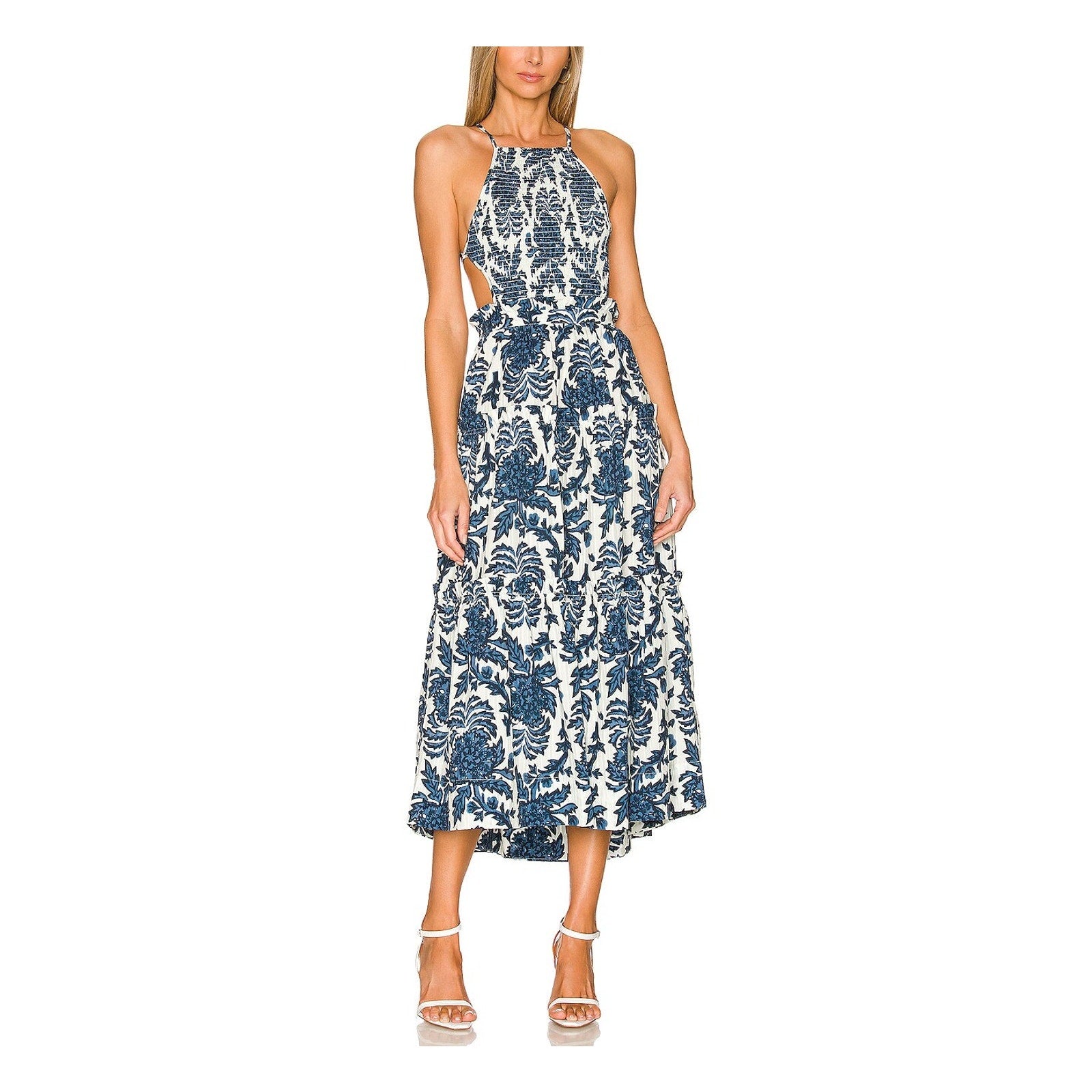 Shona Joy 'Diana' Blue Cotton Midi Dress Size 4