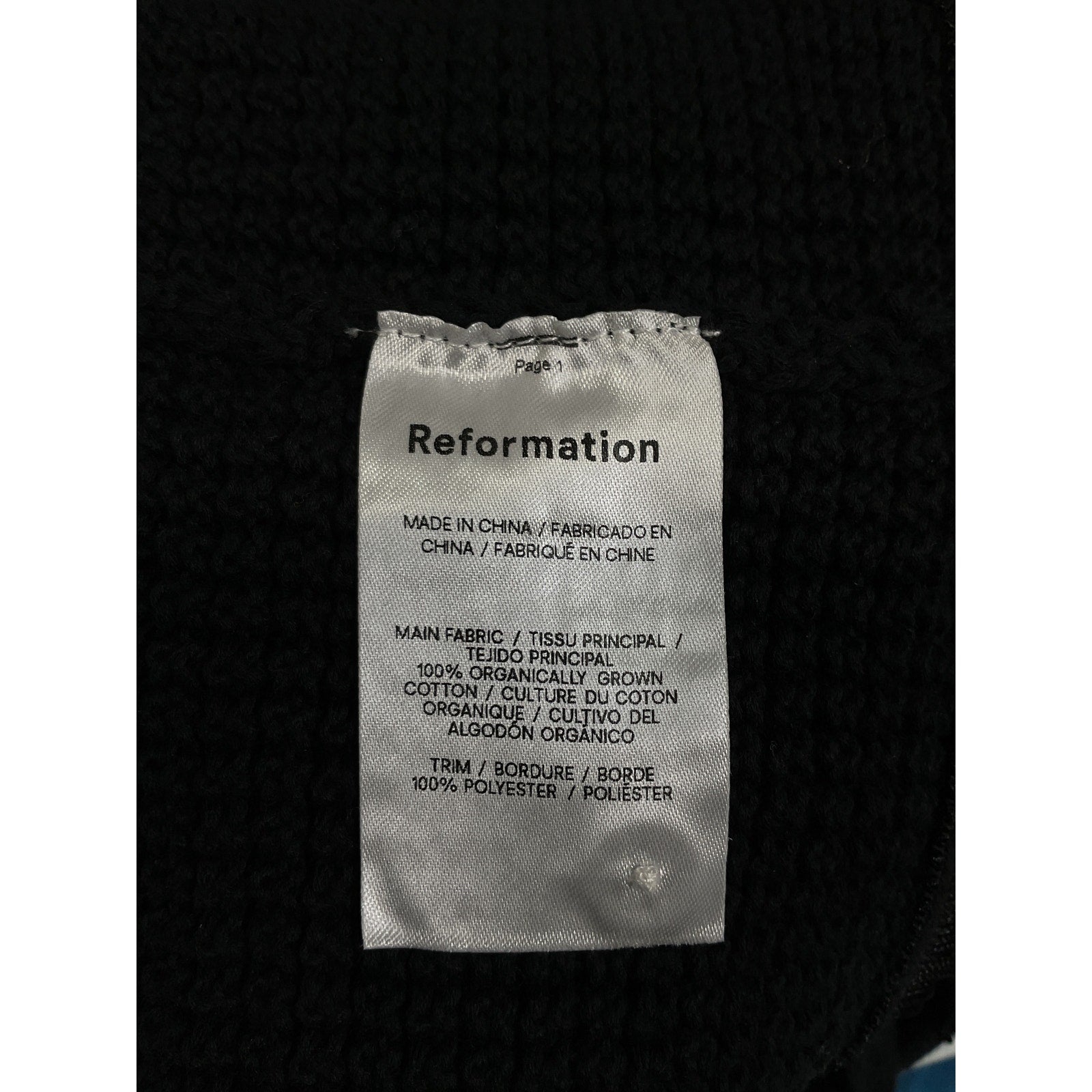 Reformation 'Cary' Black Cotton Knit Mini Dress Size S