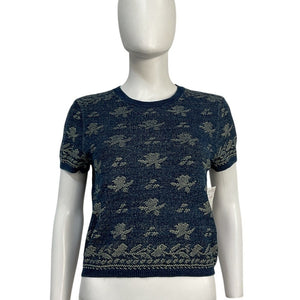 Polo Ralph Lauren Floral Indigo Blue Crewneck Sweater Size M NWT