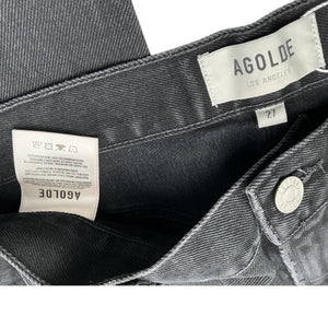 Agolde Distressed Black Cherie High Rise Straight Denim Jeans Size 27