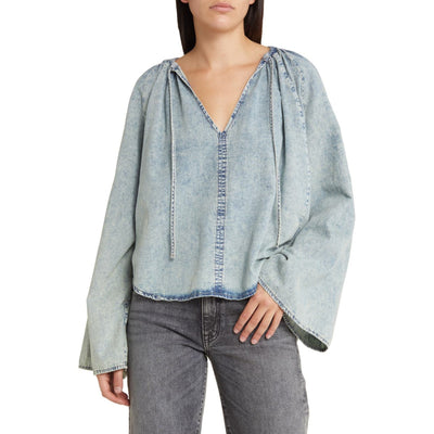 Frame Boho Blue Aries Size S / P Cotton Blend Blouse