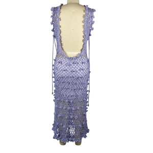 Andreeva Handmade Purple Crochet Overlay Dress Size M