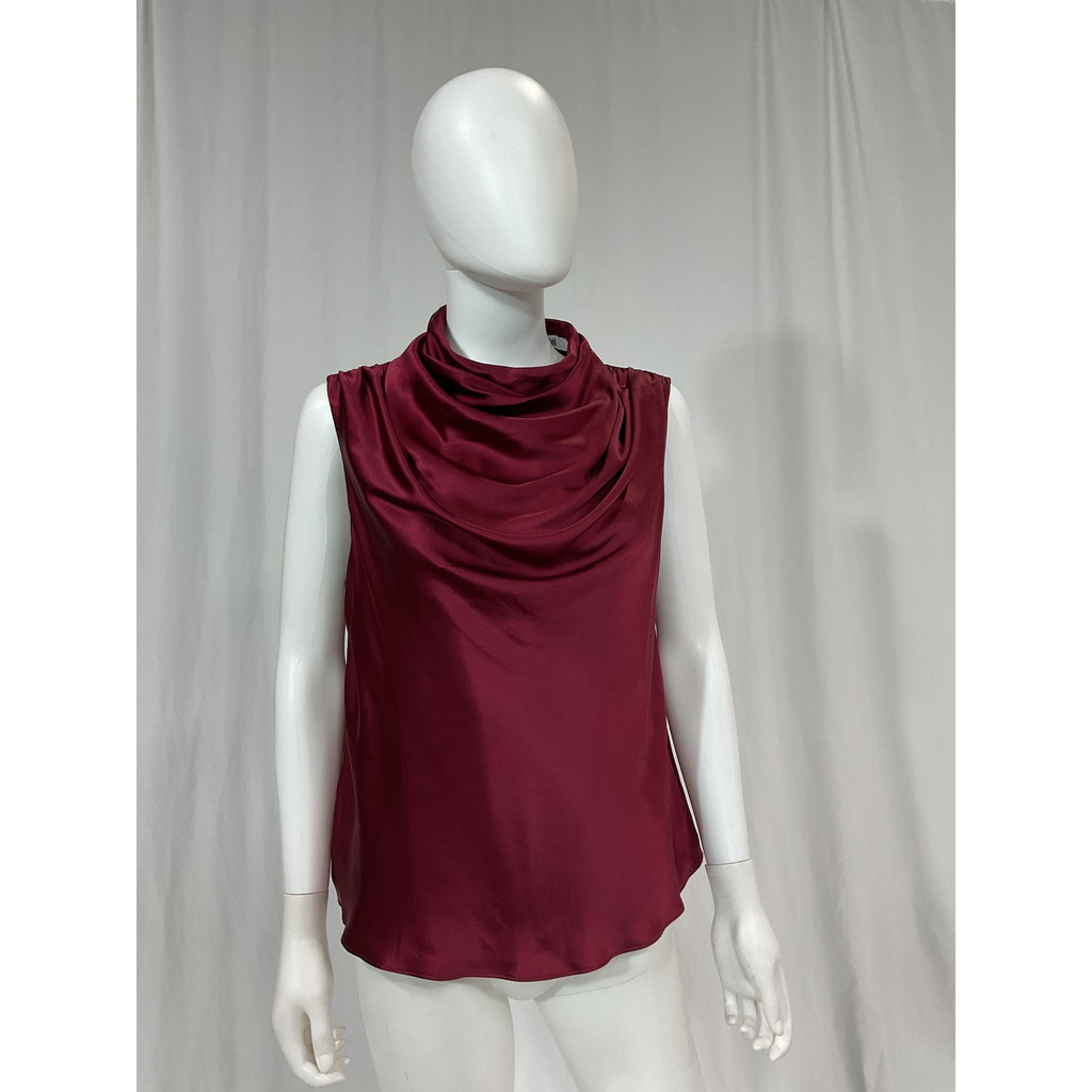 Aiifos 'Leah' Pink Mock Neck Charmeuse Blouse Size L
