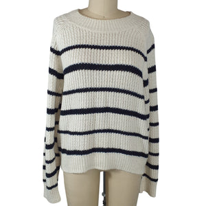 Vince Ribbed White Crewneck Sweater Size Large