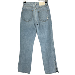 Grlfrnd Classic Blue Harlow Petite High Rise Boot With Slit Hem Denim Jeans Size 24
