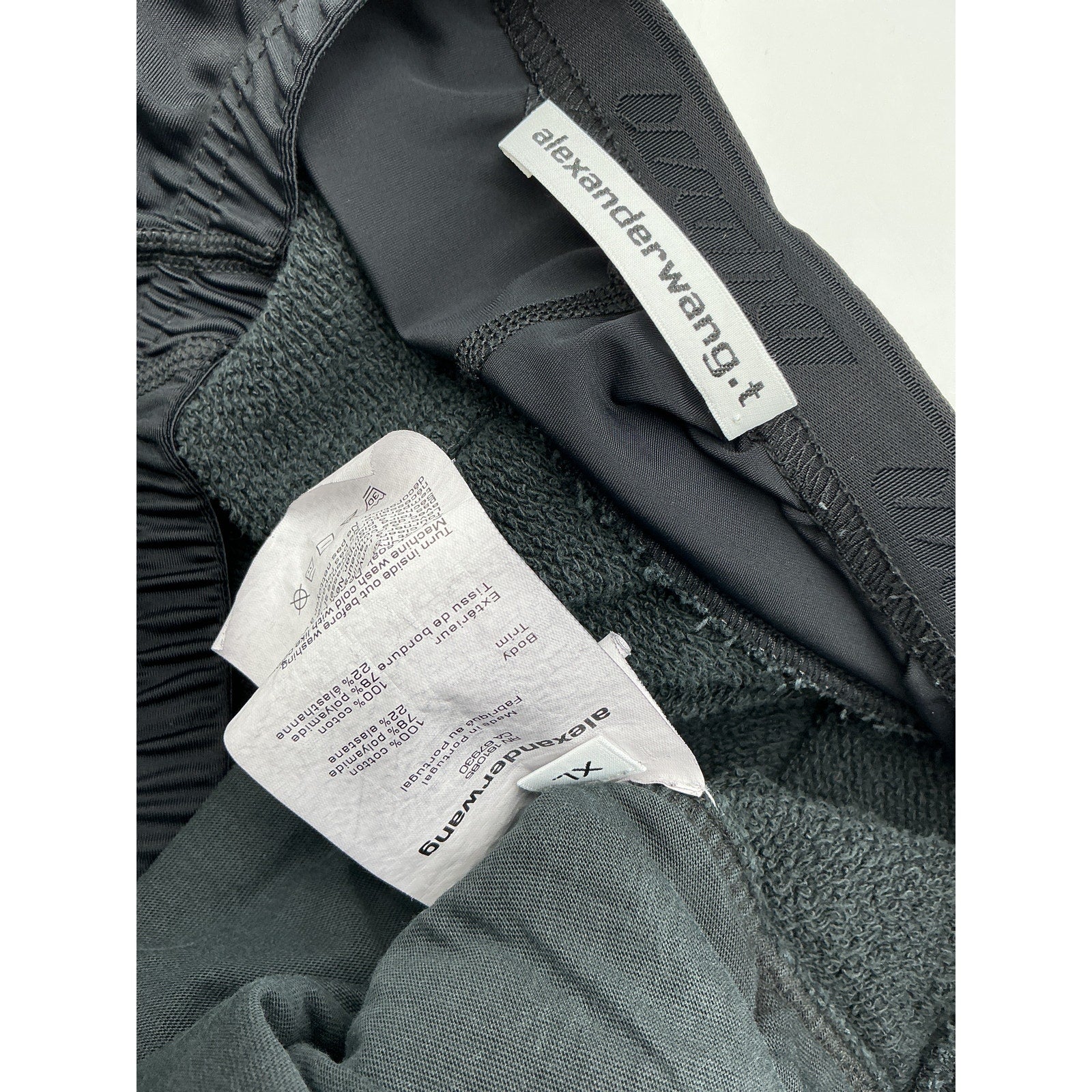 Alexander Wang Prestyled Black Cotton Bike Short Waist Sweatpants Size XL