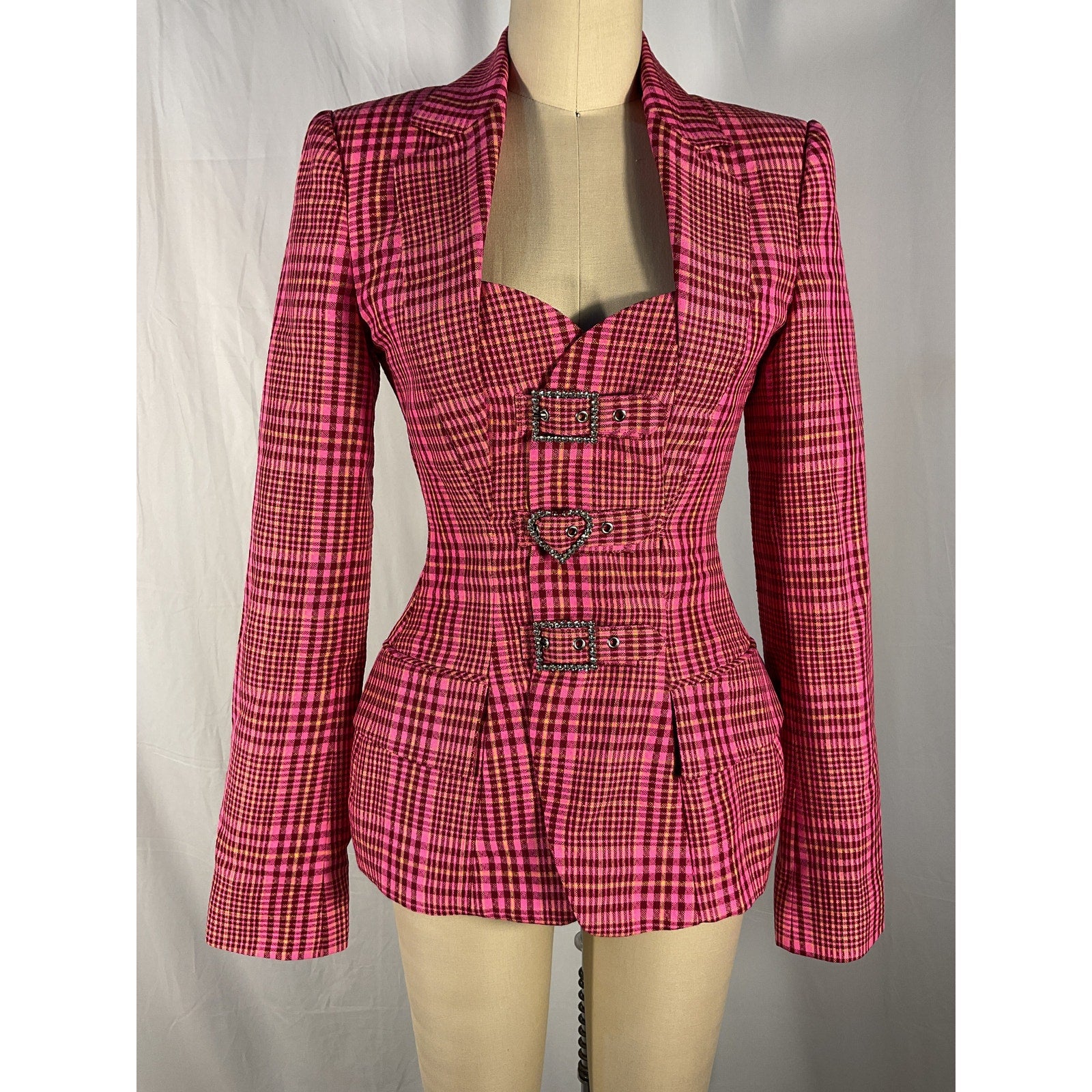 Area Crystal Buckle Pink 'Hourglass' Blazer Size 2