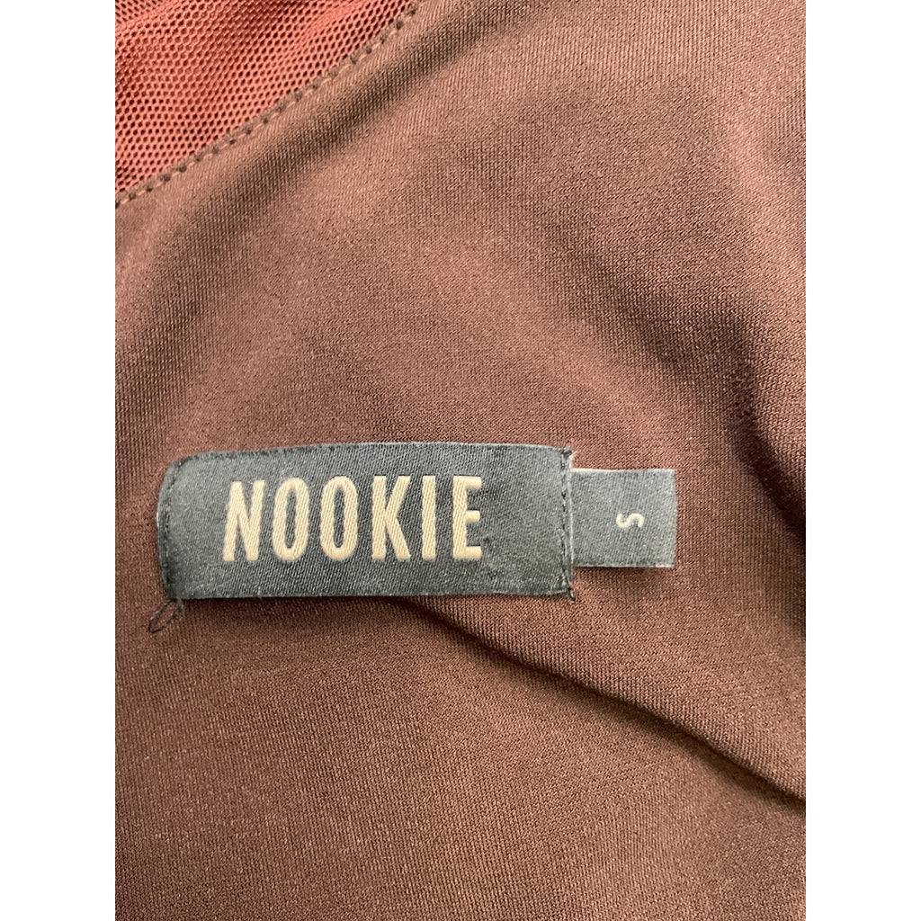 Nookie x Revolve Inspire Brown Nylon One Shoulder Midi Dress Size S